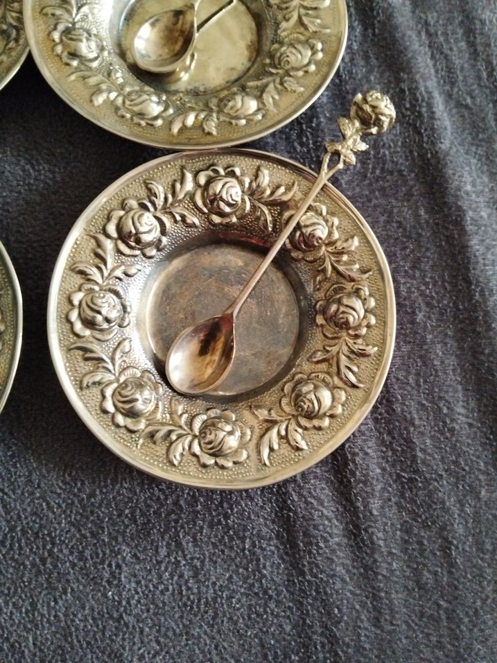 Eski, pirinç Tabak ve Kaşık Seti - Görsel 3