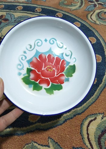 Eski, damgalı emaye tabak - Görsel 3