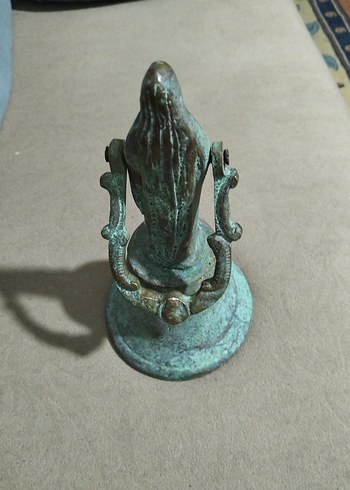 Eski, bronz Meryem Ana fiğürlü çan - Görsel 7