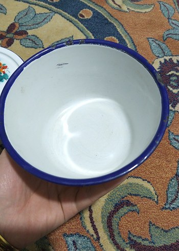 Çiçek Desenli Beyaz Emaye Saklama Kabı Seti - Görsel 4