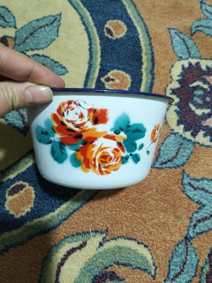 Çiçek Desenli Beyaz Emaye Saklama Kabı Seti - Görsel 3