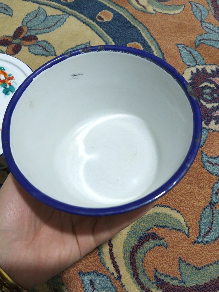 Çiçek Desenli Beyaz Emaye Saklama Kabı Seti - Görsel 4