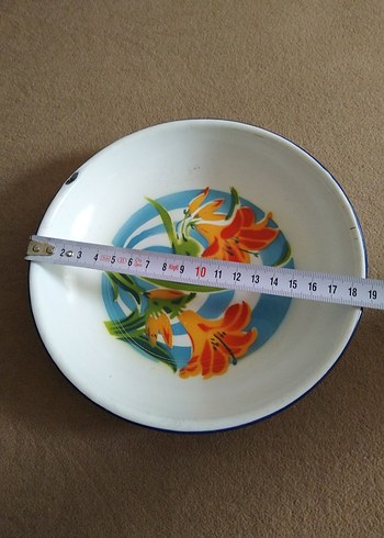 Mavi Çiçek Desenli Retro Tabak - Görsel 6