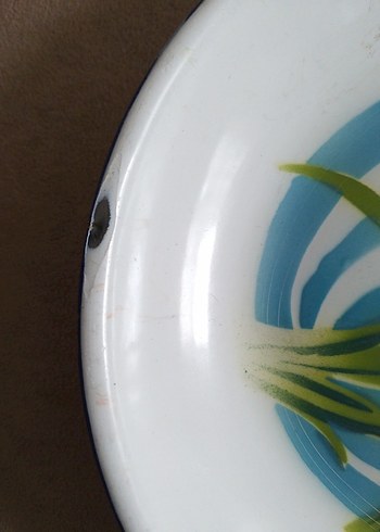 Mavi Çiçek Desenli Retro Tabak - Görsel 3