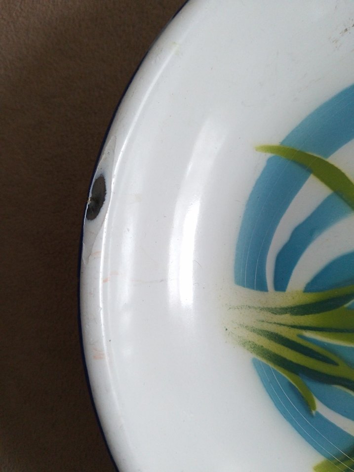 Mavi Çiçek Desenli Retro Tabak - Görsel 3