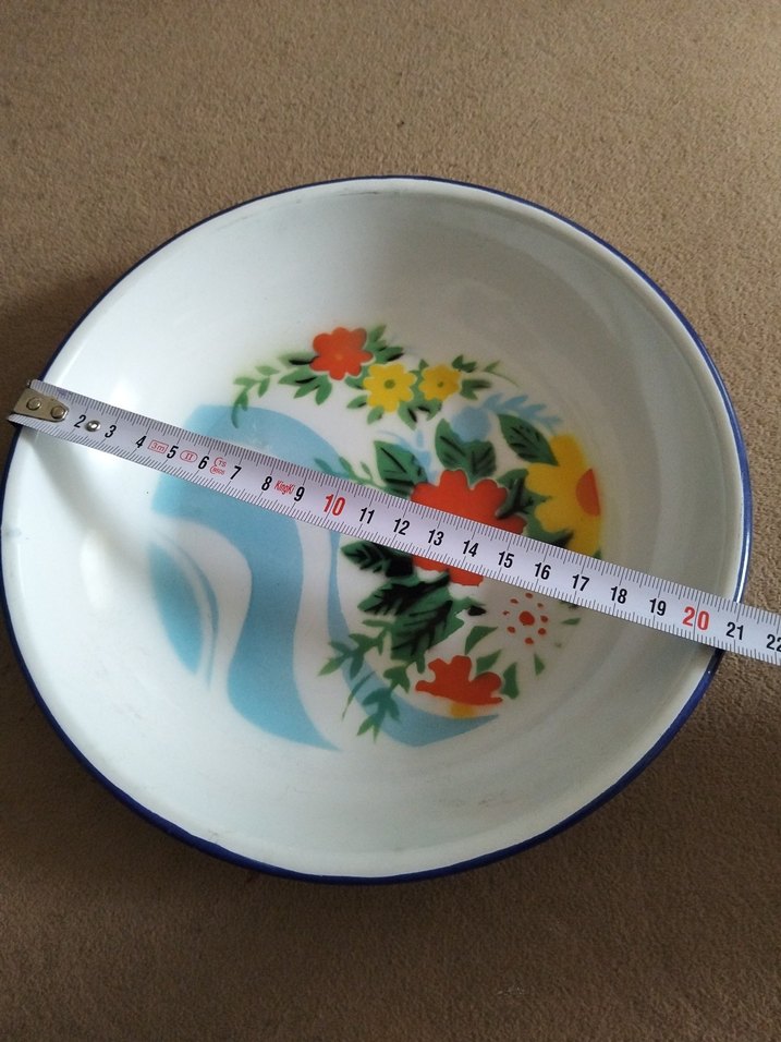 Mavi Kenarlı Çiçek Desenli Tabak - Görsel 5