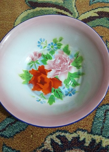 vintage, Avrupa emaye tabak - Görsel 8