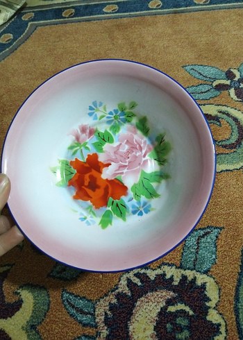 vintage, Avrupa emaye tabak - Görsel 5