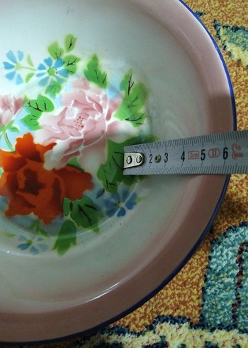 vintage, Avrupa emaye tabak - Görsel 7