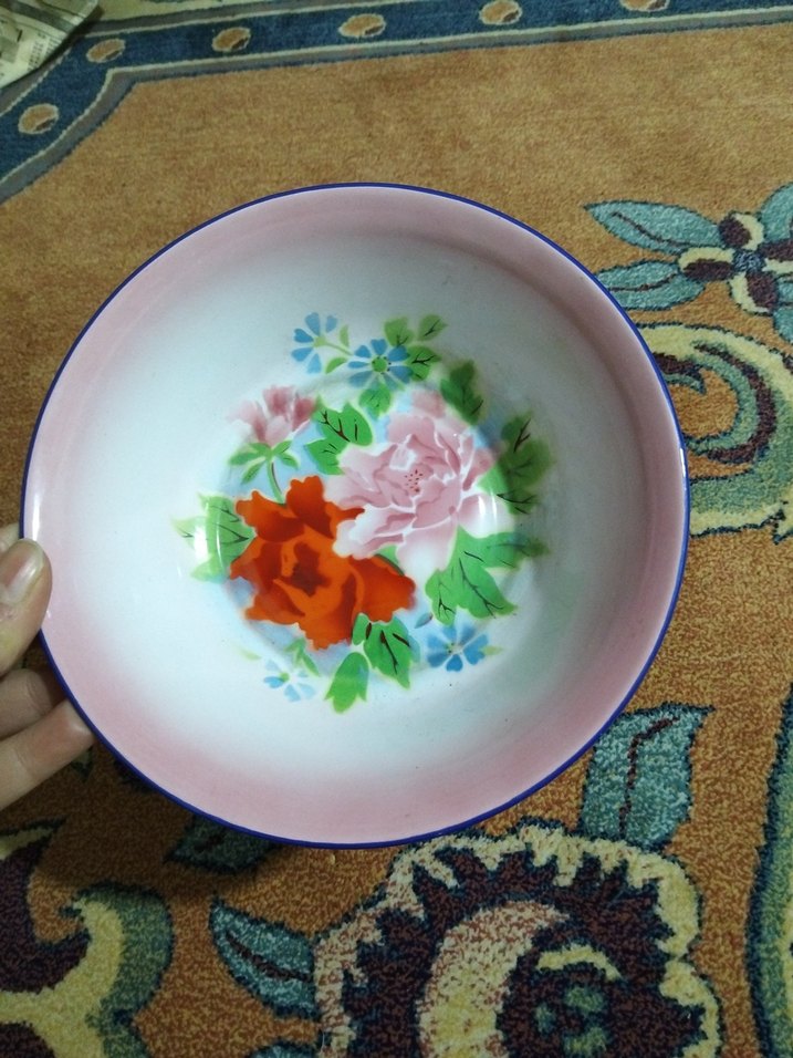 vintage, Avrupa emaye tabak - Görsel 5