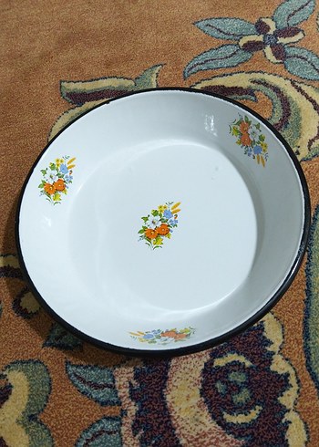 vintage, emaye büyük tabak - Görsel 6