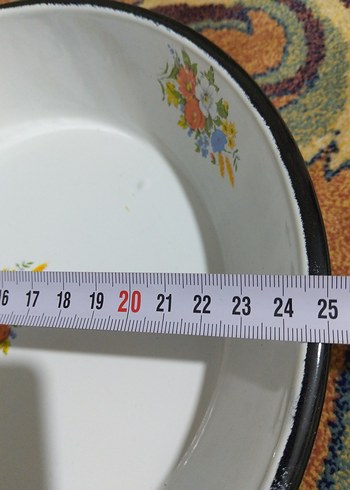 vintage, emaye büyük tabak - Görsel 4