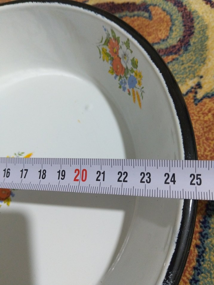 vintage, emaye büyük tabak - Görsel 4