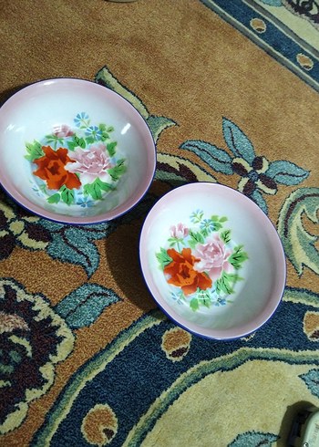 vintage, Avrupa emaye tabaklar - Görsel 2