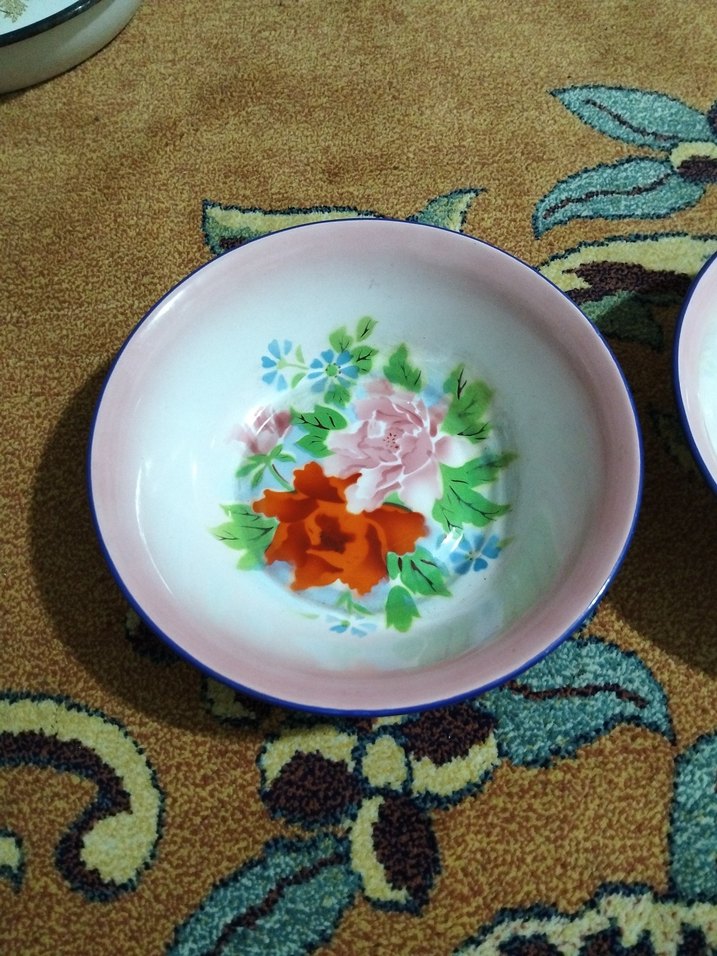 vintage, Avrupa emaye tabaklar - Görsel 4