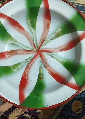 vintage, Avrupa emaye tabak - Görsel 4