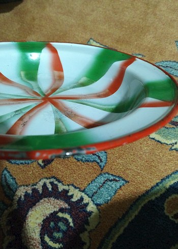 vintage, Avrupa emaye tabak - Görsel 5