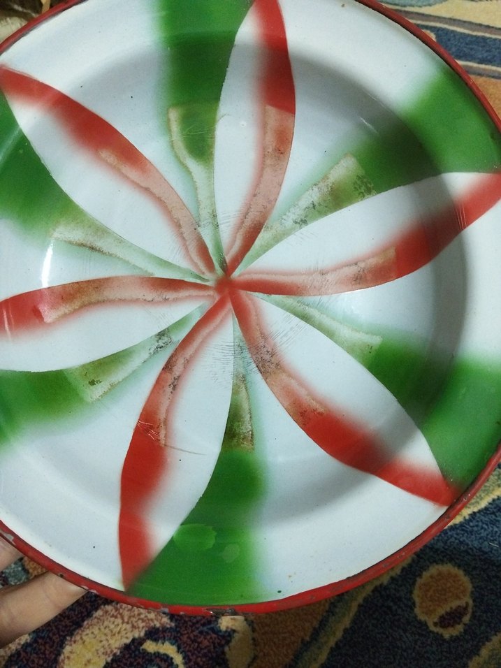 vintage, Avrupa emaye tabak - Görsel 4