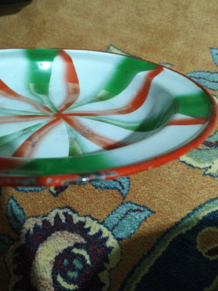 vintage, Avrupa emaye tabak - Görsel 5