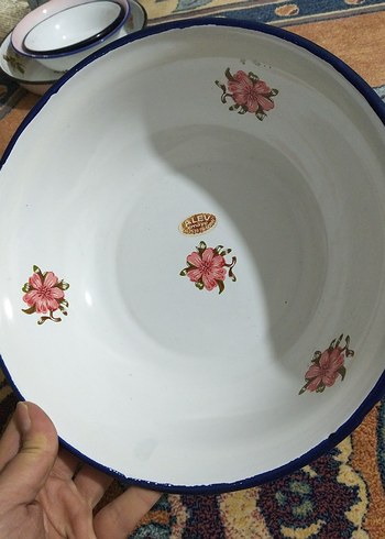 Vintage, emaye büyük tabak - Görsel 4