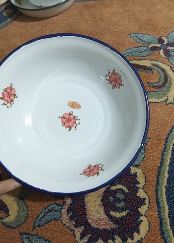 Vintage, emaye büyük tabak - Görsel 3