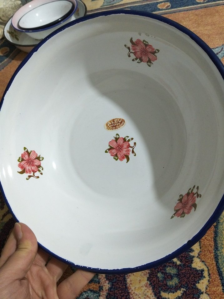 Vintage, emaye büyük tabak - Görsel 4