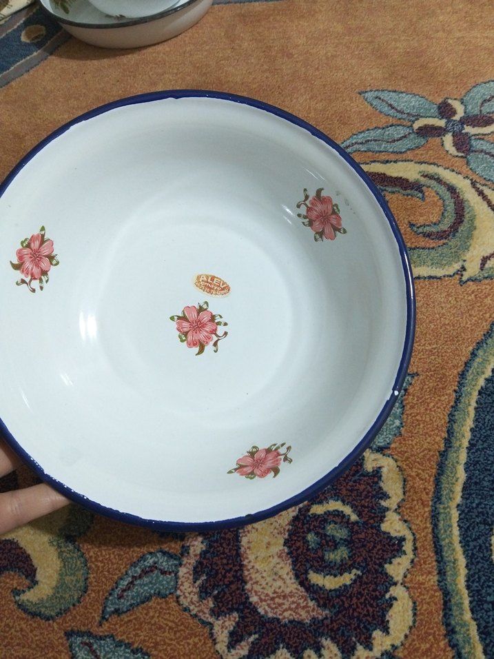 Vintage, emaye büyük tabak - Görsel 3