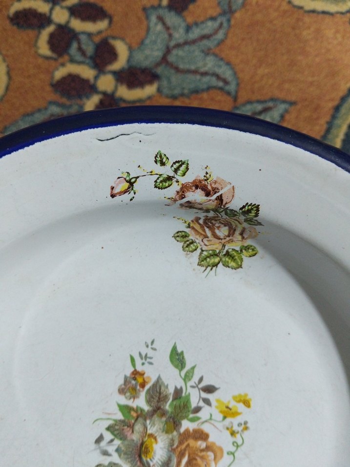 vintage, emaye tabak - Görsel 5