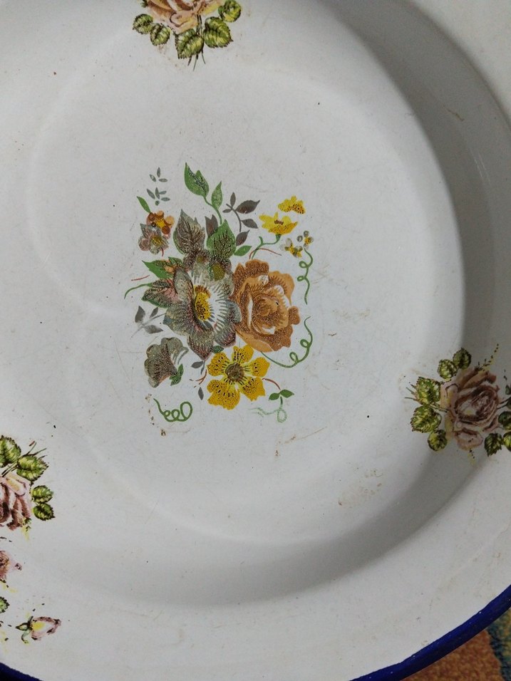 vintage, emaye tabak - Görsel 4