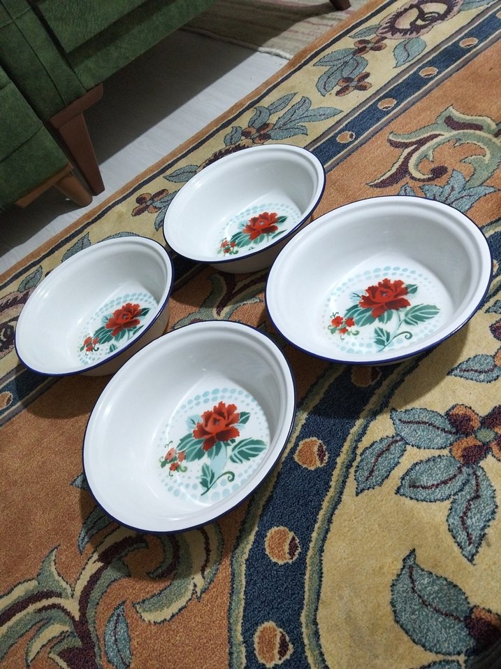 Vintage, Avrupa emaye, hamur leğenleri - Görsel 2