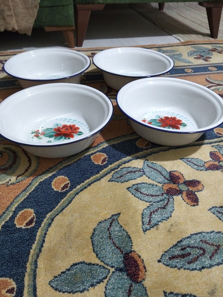 Vintage, Avrupa emaye, hamur leğenleri - Görsel 3