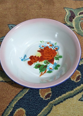 vintage, Avrupa emaye tabak - Görsel 2