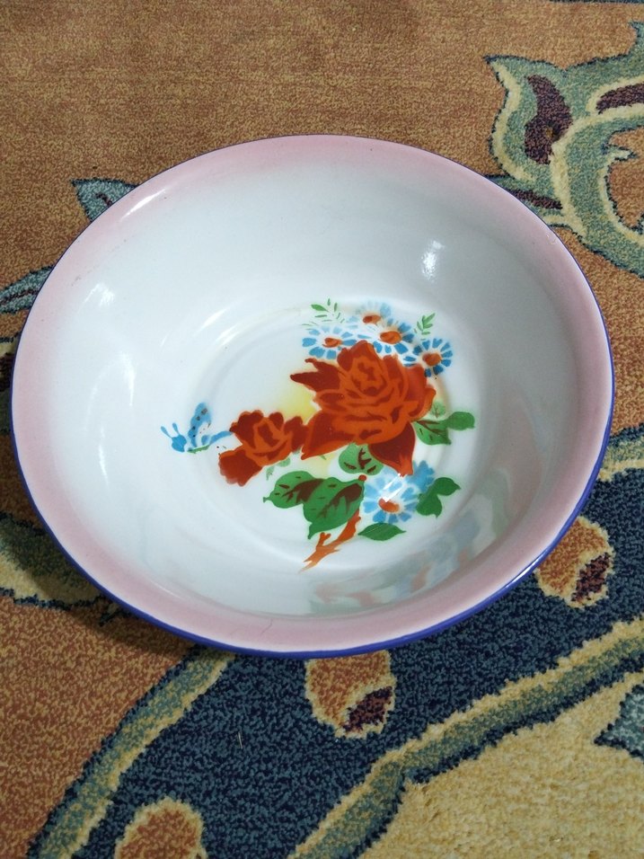 vintage, Avrupa emaye tabak - Görsel 2