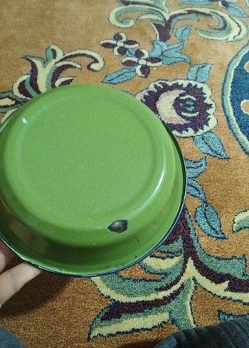 Çiçek Desenli Beyaz Emaye Tabak - Görsel 3