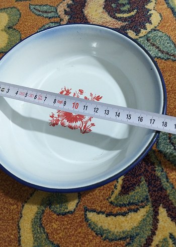 Çiçek Desenli Beyaz Emaye Tabak - Görsel 4