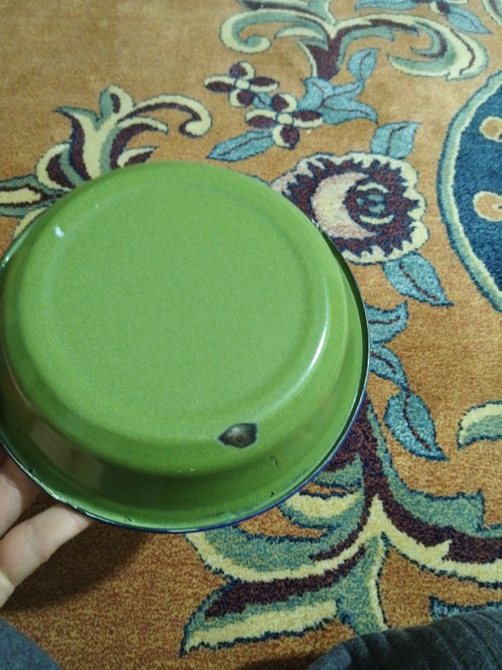 Çiçek Desenli Beyaz Emaye Tabak - Görsel 3