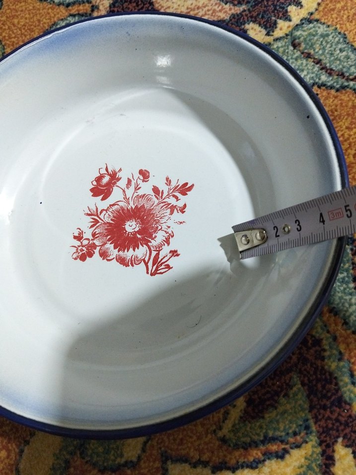 Çiçek Desenli Beyaz Emaye Tabak - Görsel 5