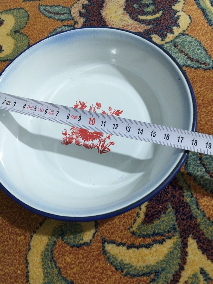 Çiçek Desenli Beyaz Emaye Tabak - Görsel 4