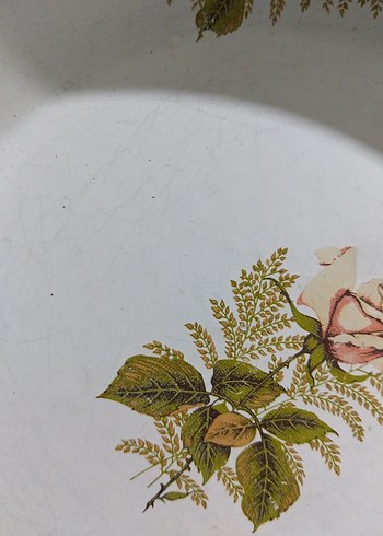 vintage, emaye büyük tabak - Görsel 7