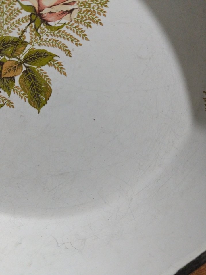 vintage, emaye büyük tabak - Görsel 3