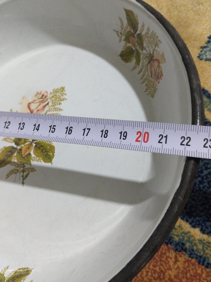 vintage, emaye büyük tabak - Görsel 5