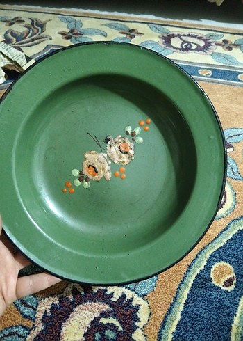 vintage, Avrupa emaye tabak - Görsel 8