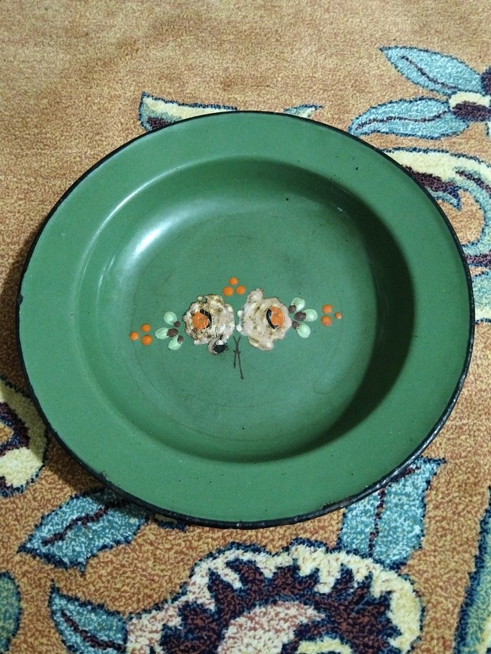 vintage, Avrupa emaye tabak - Görsel 2