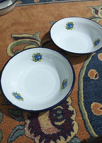 vintage, emaye derin tabaklar - Görsel 2