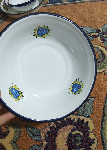 vintage, emaye derin tabaklar - Görsel 6