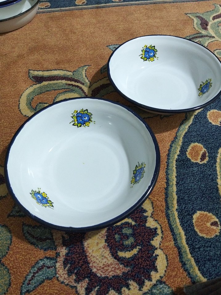 vintage, emaye derin tabaklar - Görsel 2