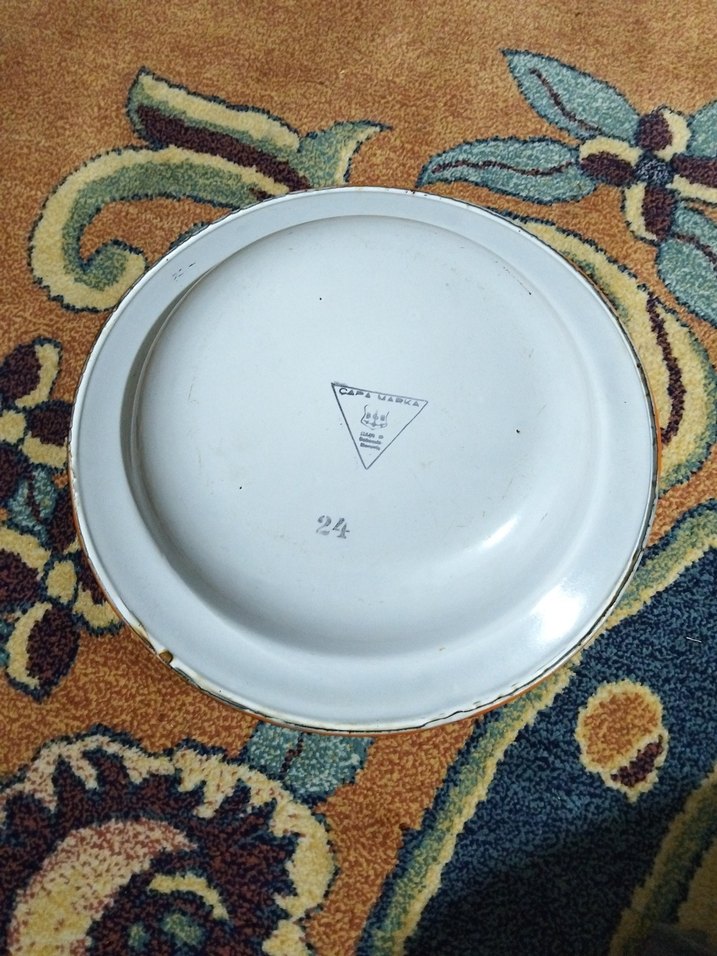 vintage, Avrupa emaye tabak - Görsel 4