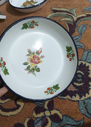 vintage, emaye büyük tabak - Görsel 2