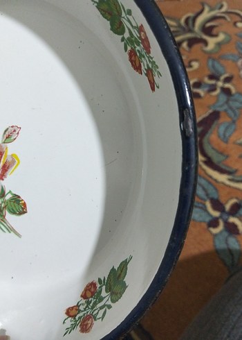 vintage, emaye büyük tabak - Görsel 7