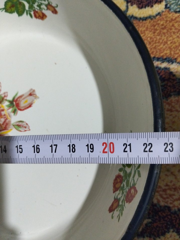 vintage, emaye büyük tabak - Görsel 4